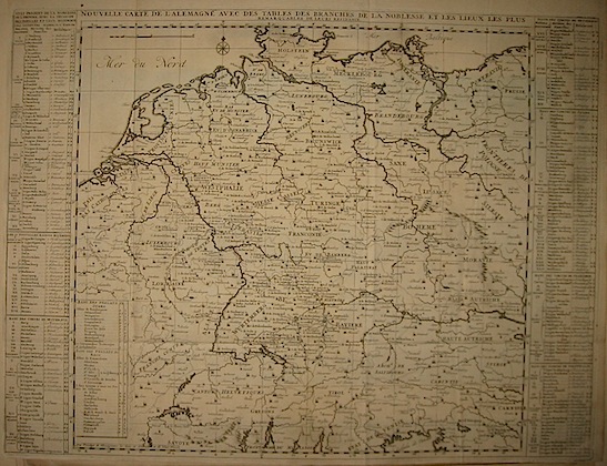 Chatelain Henri Abraham (1684-1743) Nouvelle carte de l'Alemagne avec des tables des branches de la noblesse et les lieux le plus remarquables de leurs residance 1721 Parigi 